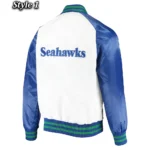Seattle Seahawks Varsity Blue and White Satin Jacket