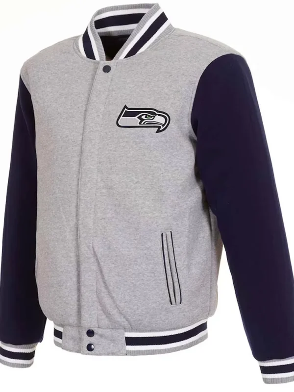 Seattle Seahawks Varsity Gray and Navy Wool Jacket