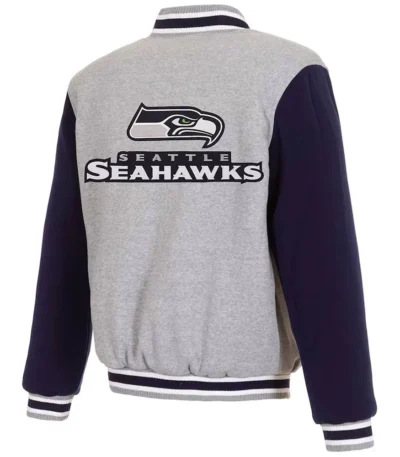 Seattle Seahawks Varsity Gray and Navy Wool Jacket