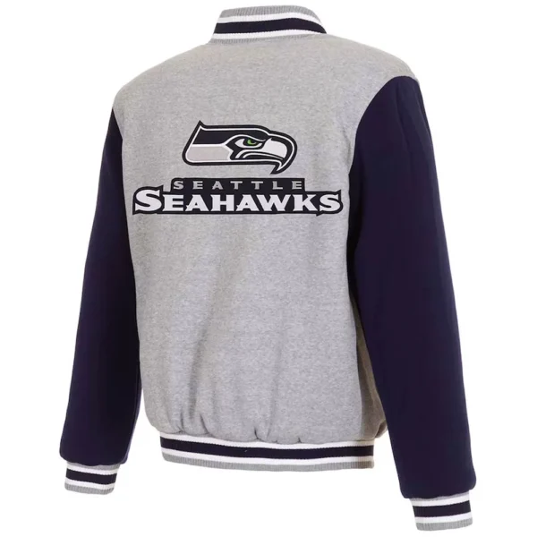 Seattle Seahawks Varsity Gray and Navy Wool Jacket