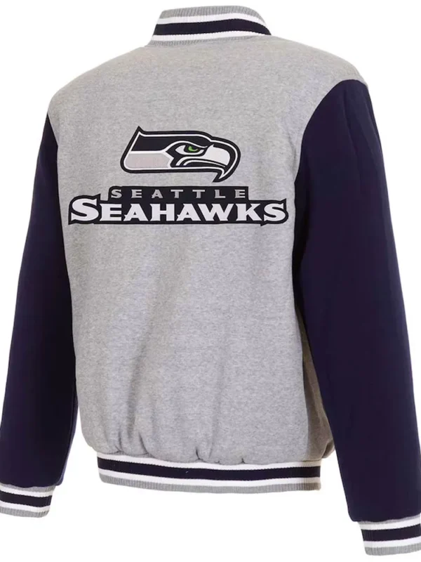 Seattle Seahawks Varsity Gray and Navy Wool Jacket