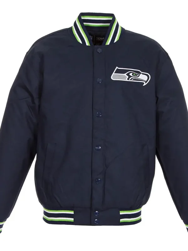 Seattle Seahawks Varsity Navy Blue Cotton Jacket