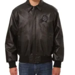 Shirt Collar Phoenix Suns Black Leather Jacket