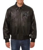 Shirt Collar Phoenix Suns Black Leather Jacket