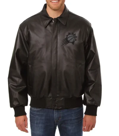 Shirt Collar Phoenix Suns Black Leather Jacket