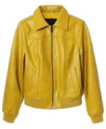Clara Galle Olympo S01 Yellow Leather Bomber Jacket