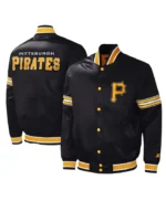 Pittsburgh Pirates Midfield Black Varsity Satin Jacket