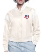 Minnesota Twins Printed Logo Satin Varsity Jacket