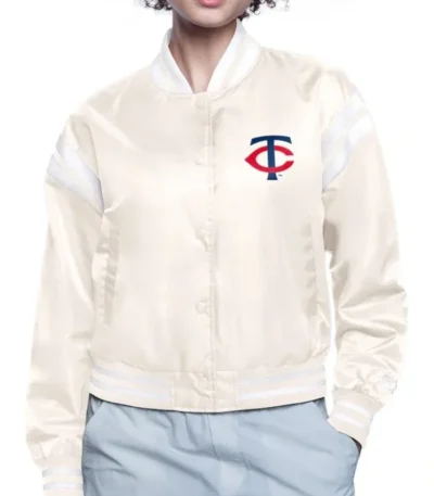 Minnesota Twins Printed Logo Satin Varsity Jacket