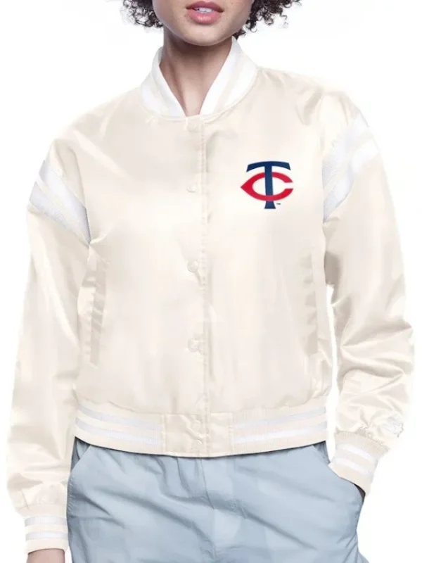 Minnesota Twins Printed Logo Satin Varsity Jacket