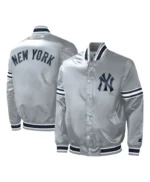 Slider New York Yankees Varsity Gray Satin Jacket