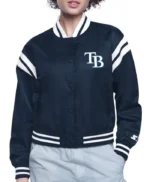 TB Rays Printed Logo Satin Varsity Jacket