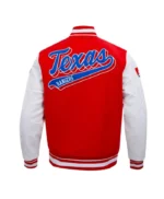 Texas Rangers Script Tail Classic Rib Varsity Jacket