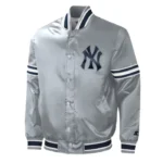 Slider New York Yankees Varsity Gray Satin Jacket