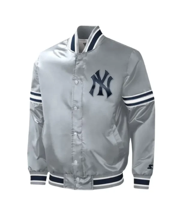 Slider New York Yankees Varsity Gray Satin Jacket