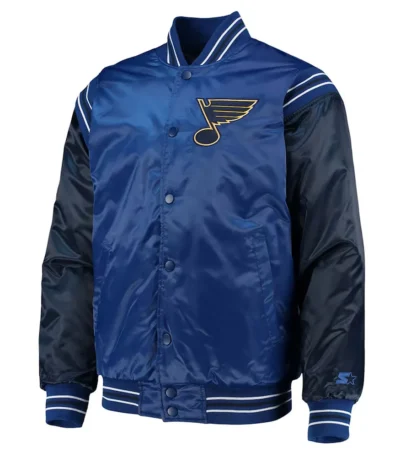 St. Louis Blues Enforcer Blue-Navy Varsity Satin Jacket