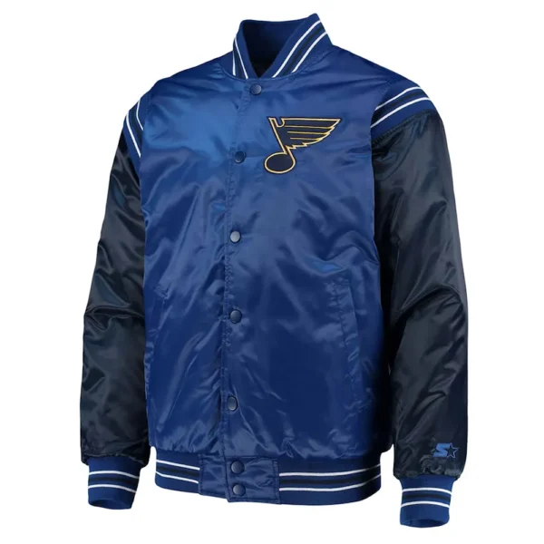 St. Louis Blues Enforcer Blue-Navy Varsity Satin Jacket