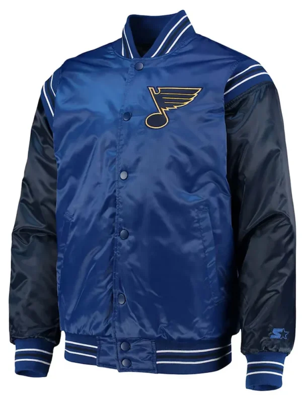 St. Louis Blues Enforcer Blue-Navy Varsity Satin Jacket