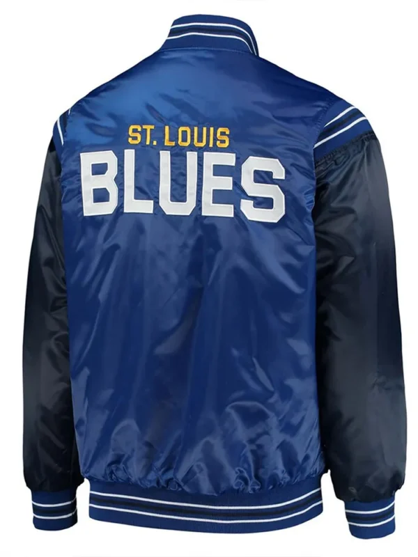 St. Louis Blues Enforcer Blue-Navy Varsity Satin Jacket