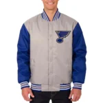 St. Louis Blues Front Hit Poly Twill Gray-Blue Jacket