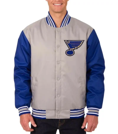 St. Louis Blues Front Hit Poly Twill Gray-Blue Jacket