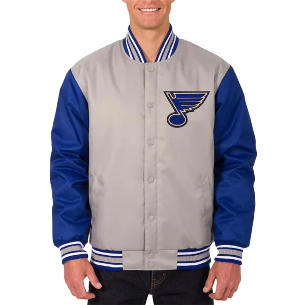 St. Louis Blues Front Hit Poly Twill Gray-Blue Jacket
