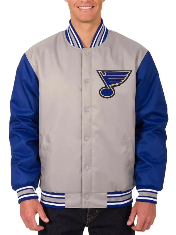 St. Louis Blues Front Hit Poly Twill Gray-Blue Jacket