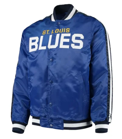 St. Louis Blues O-Line Blue Varsity Satin Jacket