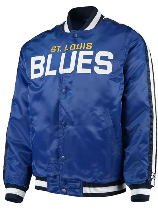 St. Louis Blues O-Line Blue Varsity Satin Jacket