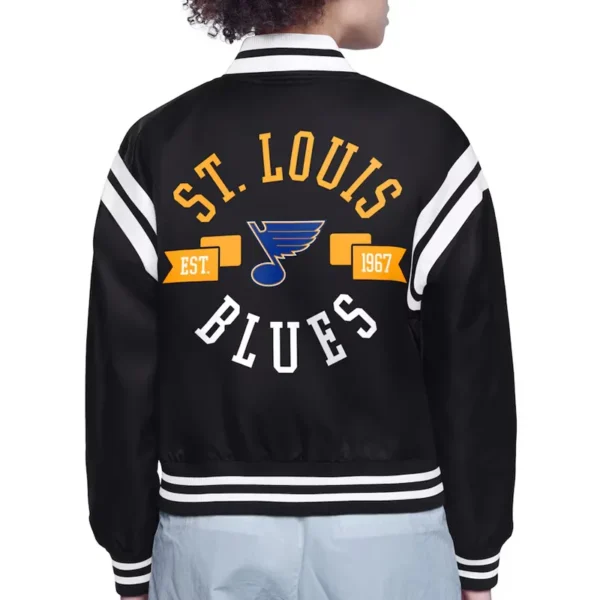 St. Louis Blues Printed Logo Varsity Satin Jacket