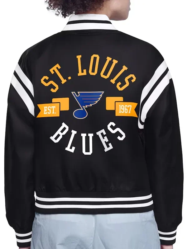 St. Louis Blues Printed Logo Varsity Satin Jacket
