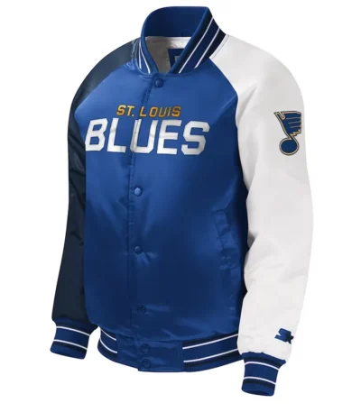 St. Louis Blues Youth Varsity Blue Satin Jacket
