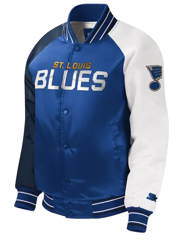 St. Louis Blues Youth Varsity Blue Satin Jacket