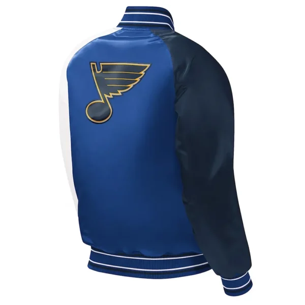 St. Louis Blues Youth Varsity Blue Satin Jacket