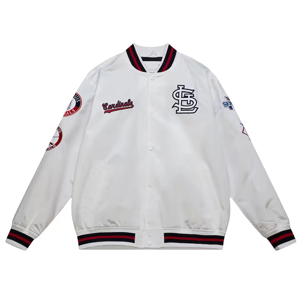 St. Louis Cardinals City Collection White Varsity Satin Jacket St. Louis Cardinals City Collection White Varsity Satin Jacket