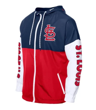 St. Louis Cardinals Color Block Red-Navy Hoodie Windbreaker