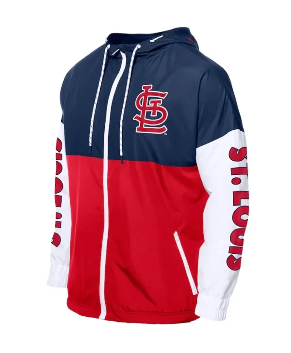 St. Louis Cardinals Color Block Red-Navy Hoodie Windbreaker