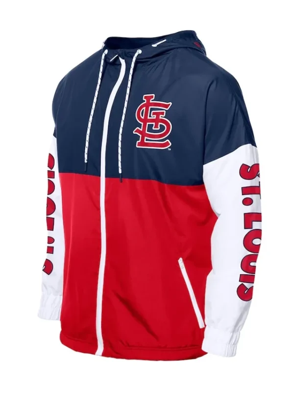 St. Louis Cardinals Color Block Red-Navy Hoodie Windbreaker