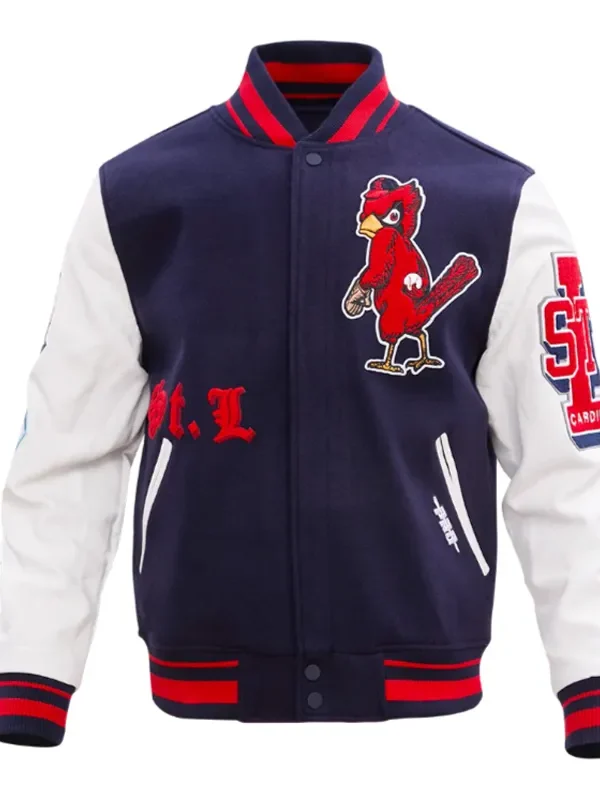 St. Louis Cardinals Old English Navy and White Varsity Jacket