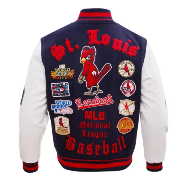 St. Louis Cardinals Old English Navy and White Varsity Jacket