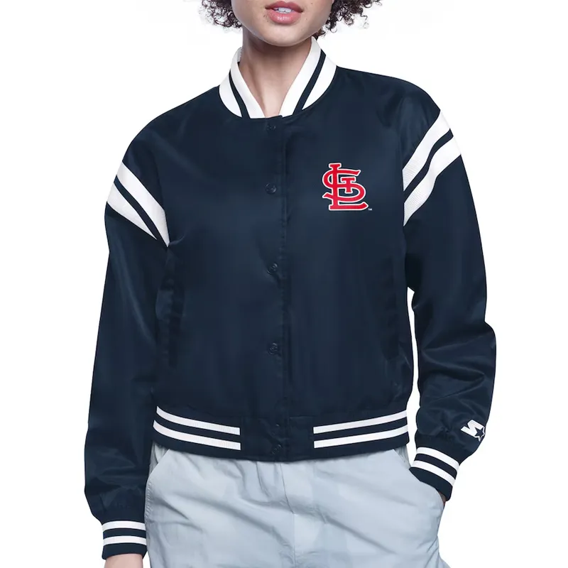 St. Louis Cardinals Printed Logo Varsity Satin Jacket St. Louis Cardinals Printed Logo Varsity Satin Jacket