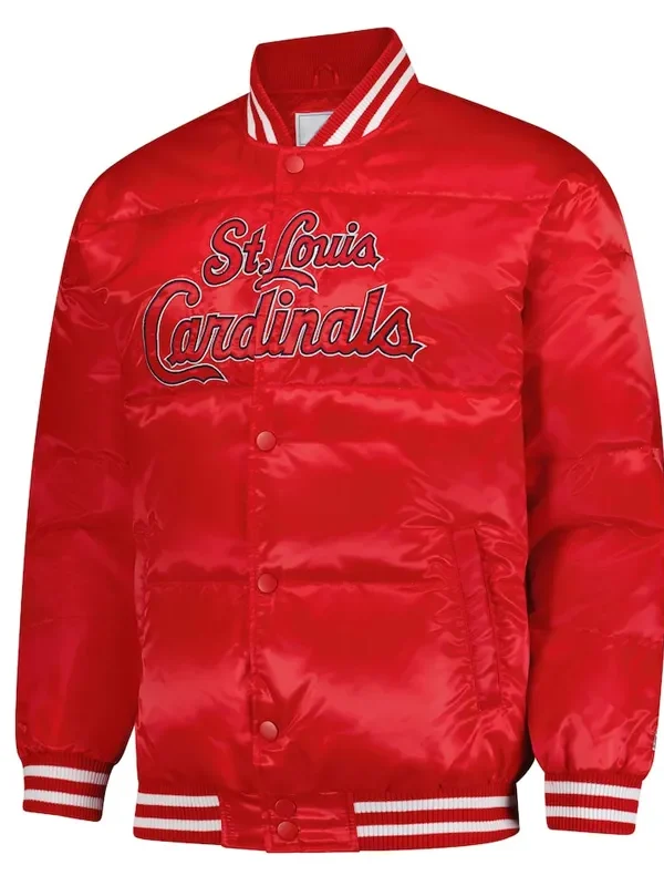 St. Louis Cardinals Puffer Red Satin Jacket
