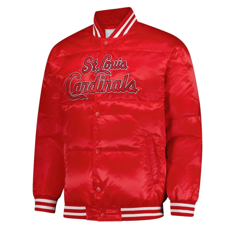 St. Louis Cardinals Puffer Red Satin Jacket St. Louis Cardinals Puffer Red Satin Jacket