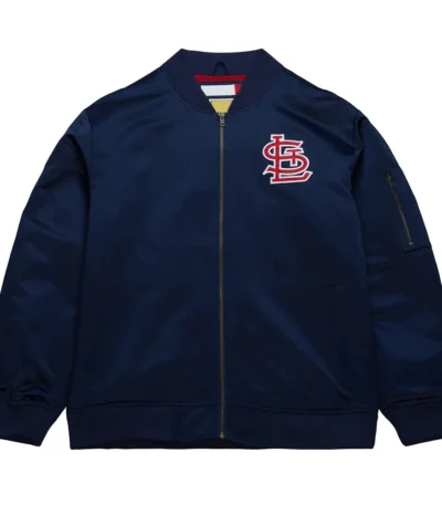 St. Louis Cardinals Vintage Logo Navy Lightweight Satin Jacket