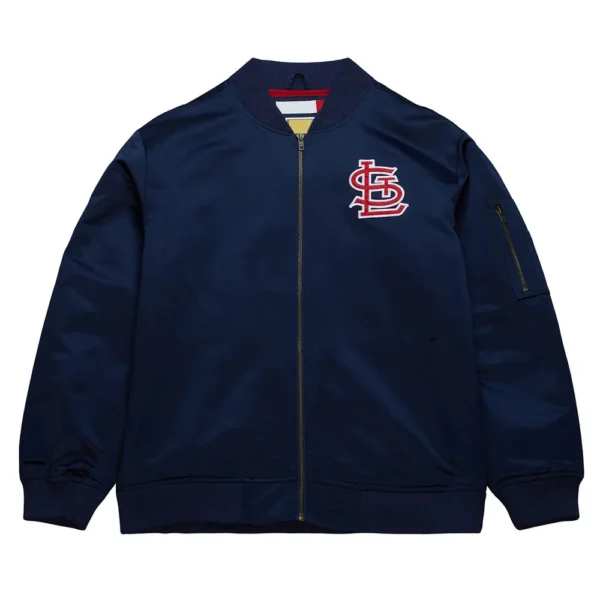 St. Louis Cardinals Vintage Logo Navy Lightweight Satin Jacket