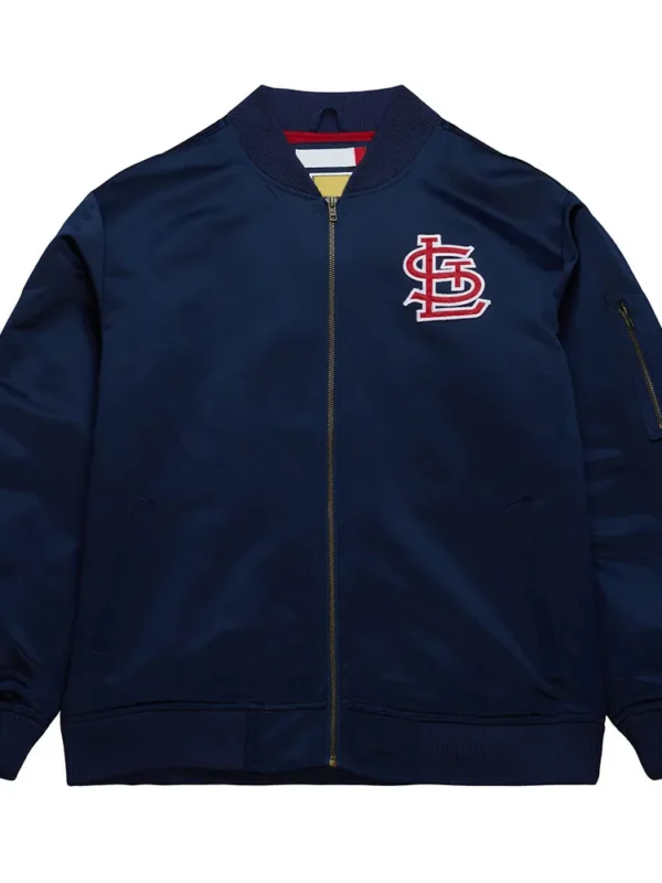 St. Louis Cardinals Vintage Logo Navy Lightweight Satin Jacket