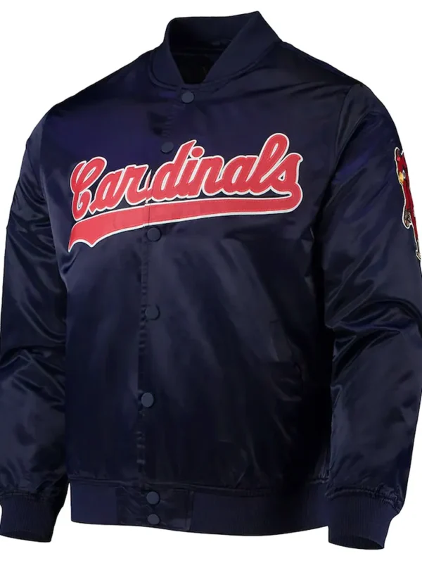 St. Louis Cardinals Wordmark Navy Satin Jacket