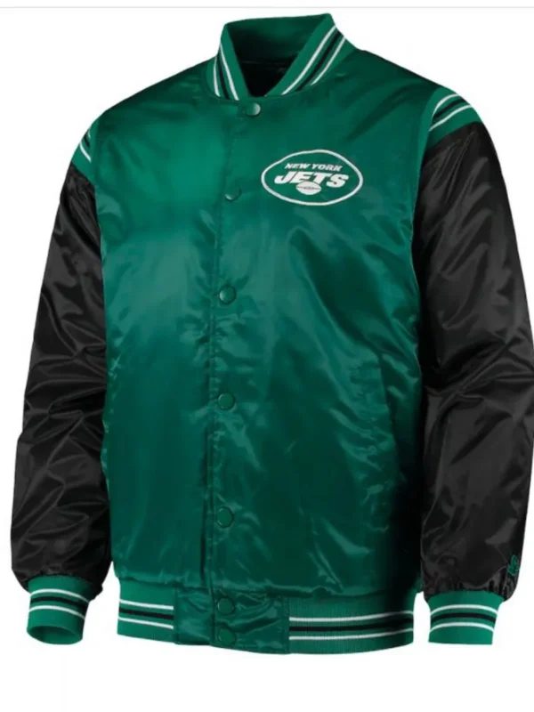 Starter NY Jets Green and Black Satin Jacket