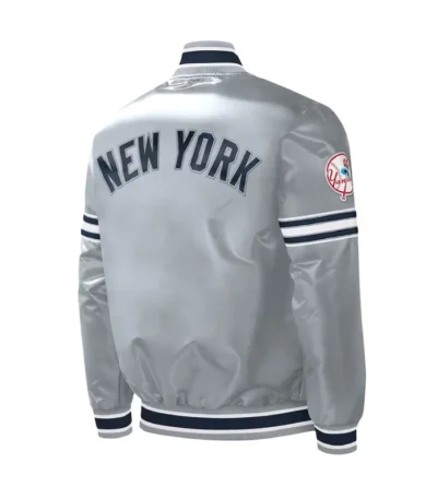 Slider New York Yankees Varsity Gray Satin Jacket