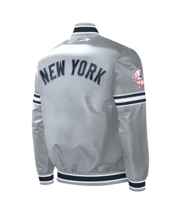 Slider New York Yankees Varsity Gray Satin Jacket